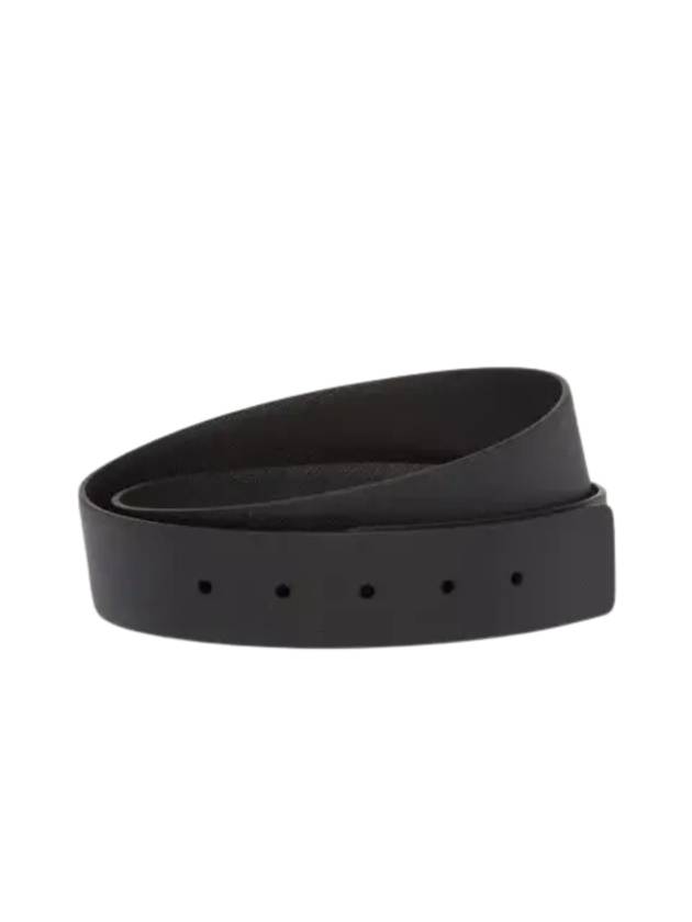 Reversible Saffiano Leather Belt Black - PRADA - BALAAN 1