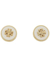 Kira Enamel Circle Stud Earrings White Gold - TORY BURCH - BALAAN 2