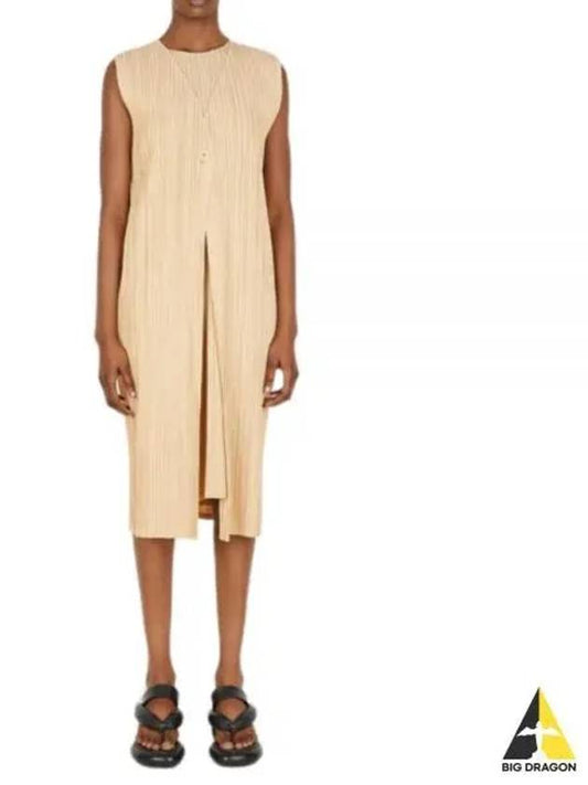 Pleated Sleeveless Long Cardigan Yellow - ISSEY MIYAKE - BALAAN 2