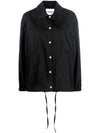 Back Logo Print Drawstring Cotton Shirt Jacket Black - JIL SANDER - BALAAN 1