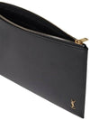 Tiny Cassandre Shiny Leather Zip Tablet Clutch Bag Black - SAINT LAURENT - BALAAN 5