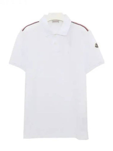 Arm logo patch shoulder three stripe detail short sleeve polo t-shirt white men's polo 195396 - MONCLER - BALAAN 1