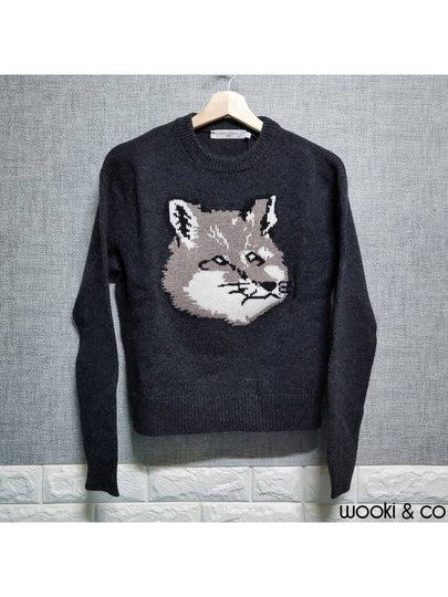 Big Fox Head Wool Knit Top Dark Grey Melange - MAISON KITSUNE - BALAAN 2