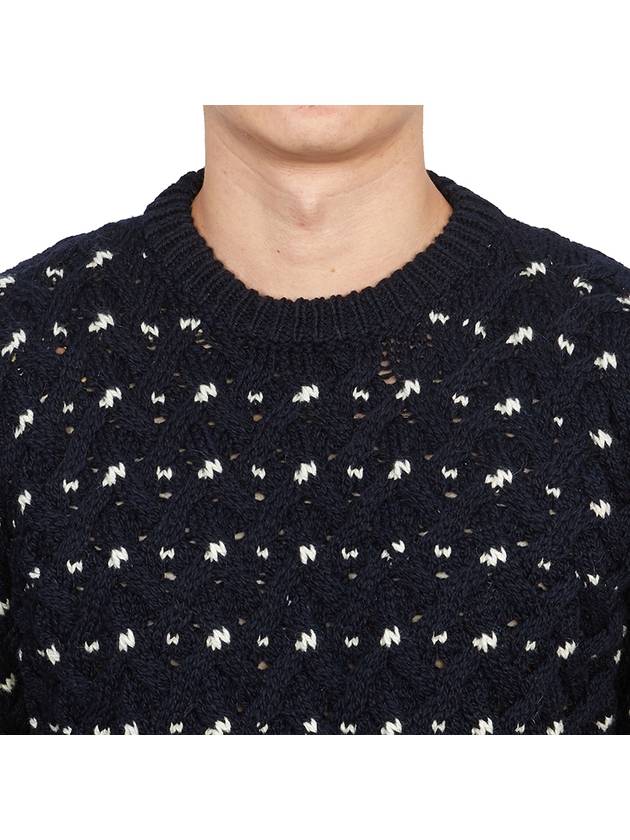 Wool Mohair Long Sleeve Knit Top Navy - THOM BROWNE - BALAAN 6