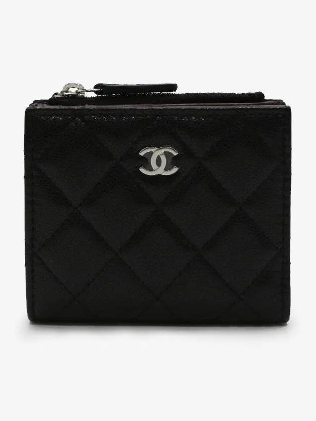 Calfskin Plain Folding Wallet Logo Folding Wallets Black - CHANEL - BALAAN 2