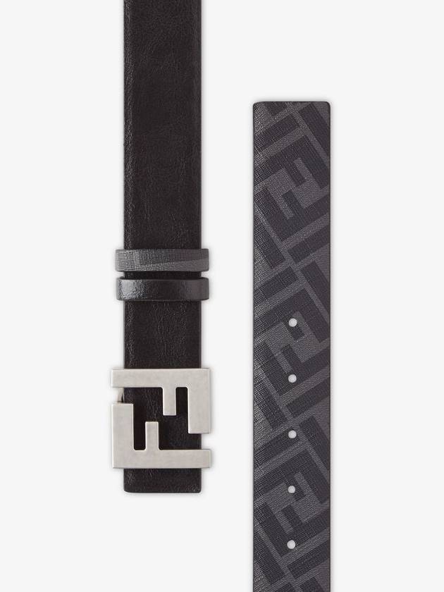 FF Square Buckle Reversible Leather Canvas Belt Black - FENDI - BALAAN 5