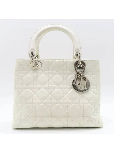 White leather LADY medium tote bag - DIOR - BALAAN 1