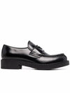 Chocolate Brushed Leather Loafers Black - PRADA - BALAAN 2