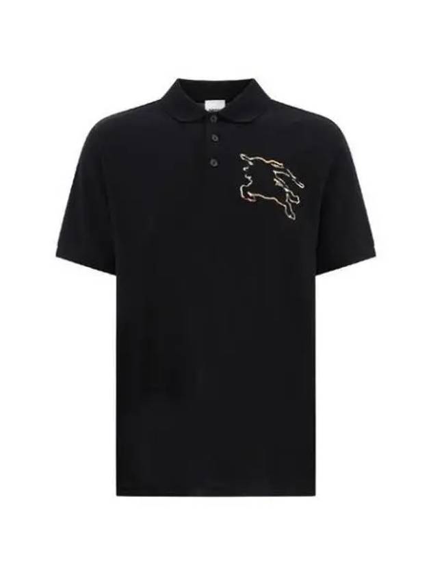 Check EKD Logo Print Cotton Polo Shirt Black - BURBERRY - BALAAN 2