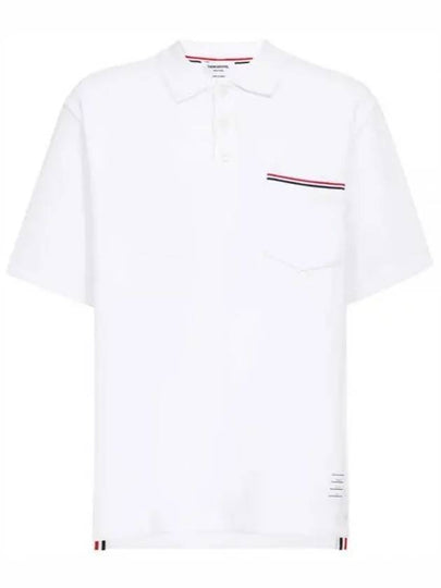 RWB Pocket Interlock Cotton Short Sleeve Polo Shirt White - THOM BROWNE - BALAAN 2