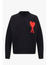 Heart Logo Knit Turtleneck Black - AMI - BALAAN 2