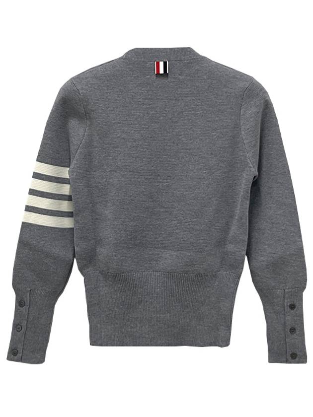 4-Bar Milano Stitch Crew Neck Knit Top Light Grey - THOM BROWNE - BALAAN 4