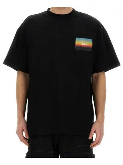 Embroidered Logo Graphic Print Cotton Short Sleeve T-Shirt Black - MSGM - BALAAN 2