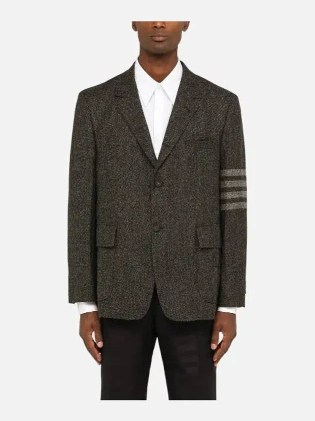 Donegal Tweed 4 Bar Single Breasted Blazer Jacket Grey - THOM BROWNE - BALAAN 3