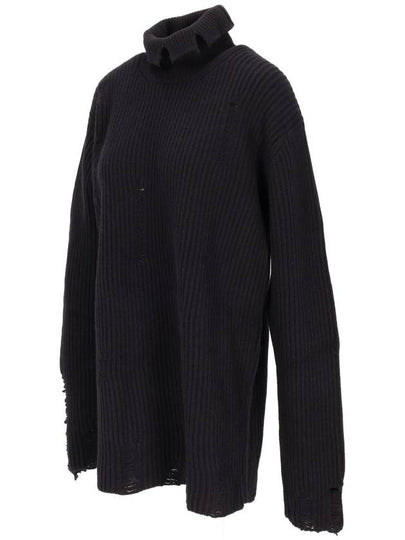 TONE HIGH NECK OVERSIZE JUMPER WITH THORNS EMBROID - ANN DEMEULEMEESTER - BALAAN 2