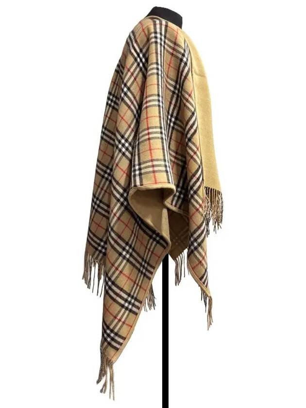 Women's Check Reversible Wool Cape Beige - BURBERRY - BALAAN 10