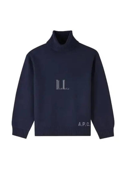 Walter Logo Merino Wool Turtleneck Dark Navy Blue - A.P.C. - BALAAN 2