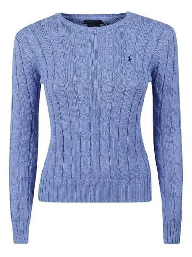 Embroidered Logo Pony Cable Knit Top Blue - POLO RALPH LAUREN - BALAAN 2