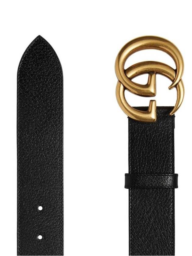 GG Marmont Double G Buckle Wide Leather Belt Black - GUCCI - BALAAN 3