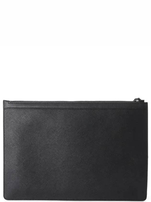 Bollis Large Recycled Leather Clutch Bag Black - BALLY - BALAAN 4