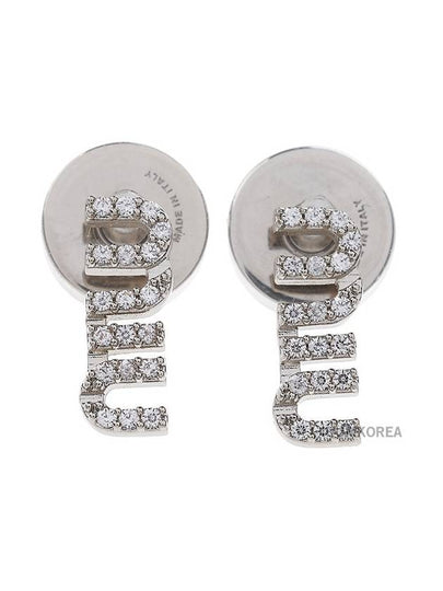 Metal Crystal Earrings Silver - MIU MIU - BALAAN 2