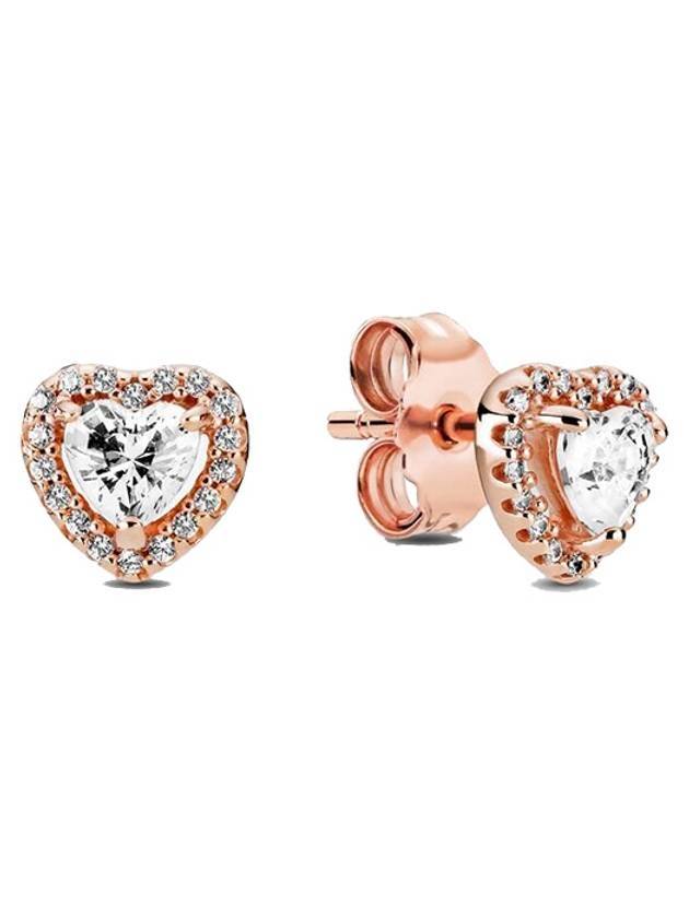 Sparkling Elevated Heart Stud Earrings Rose Gold - PANDORA - BALAAN 1