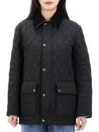 Barn Corduroy Collar Quilted Jacket Black - BURBERRY - BALAAN 2