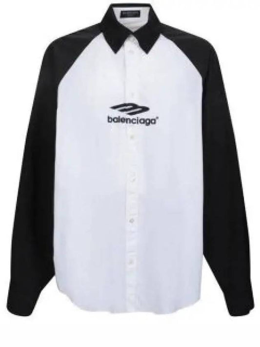 Raglan Cotton Polo Shirt Black White - BALENCIAGA - BALAAN 2