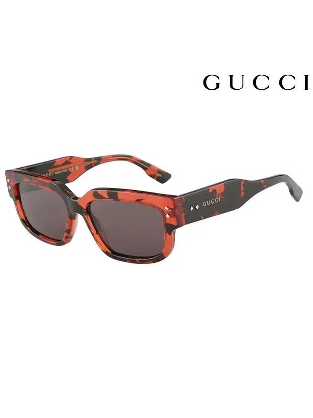 Square Frame Sunglasses Red Havana - GUCCI - BALAAN 3