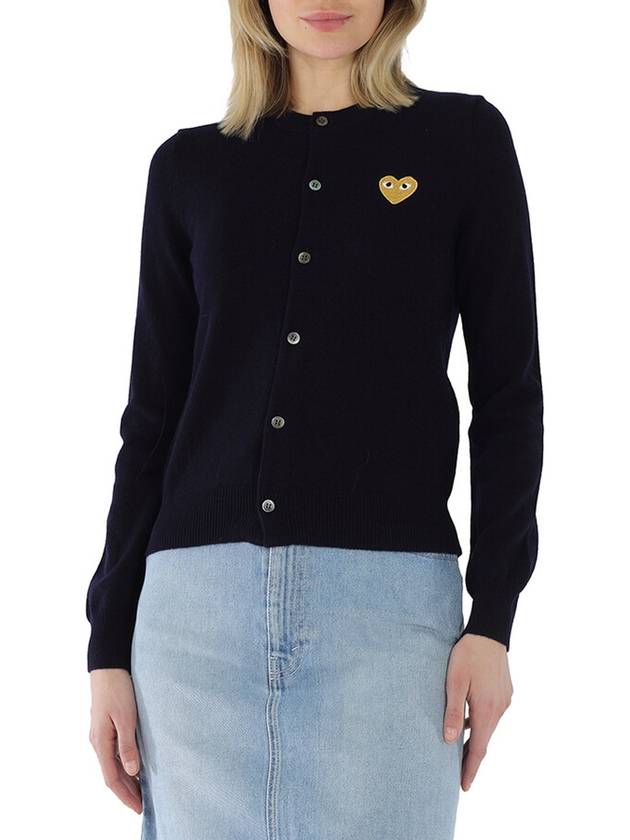 Gold Heart Wappen Wool Cardigan Navy - COMME DES GARCONS - BALAAN 2