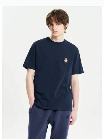 Men s Speedy Fox Patch Comfort T Shirt Ink Blue Domestic Product - MAISON KITSUNE - BALAAN 1