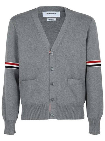 Milano Stitch Sprite Armband Cotton V-neck Cardigan Light Grey - THOM BROWNE - BALAAN 2