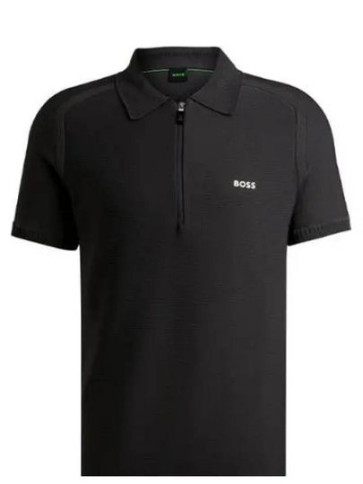 Jayno Zipper Neck PK Shirt Charcoal - HUGO BOSS - BALAAN 2