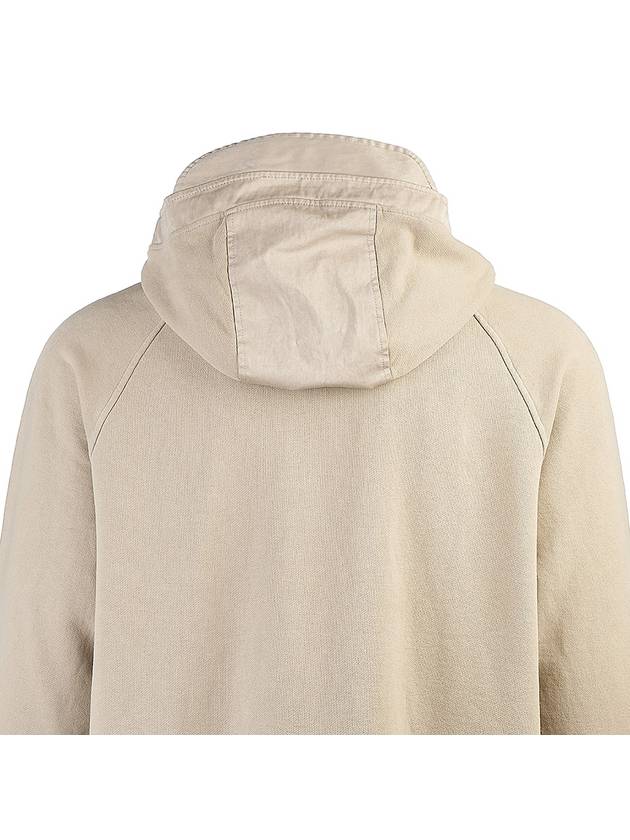 Garment Dyed One-Pocket Cotton Zip Up Hoodie Pale Taupe - TEN C - BALAAN 6