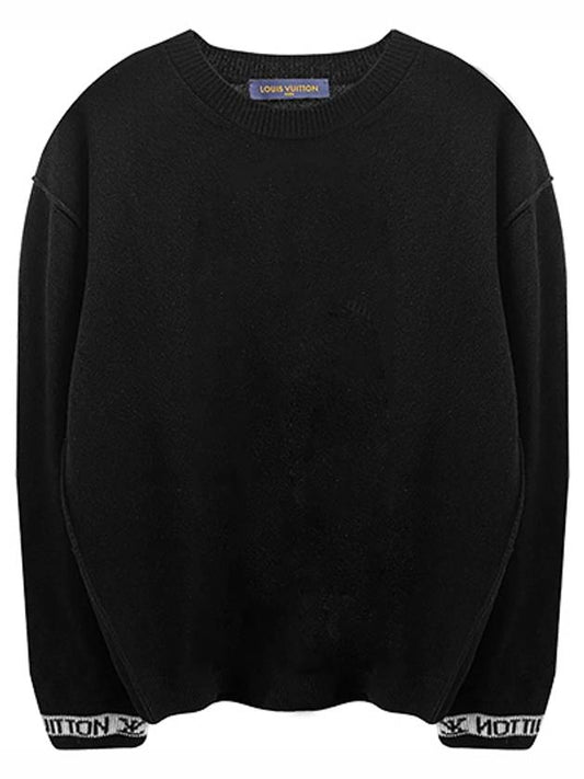 1AAU7S Cuffs Cashmere Crew Neck Round Knit Black Men’s Knit TSH - LOUIS VUITTON - BALAAN 1