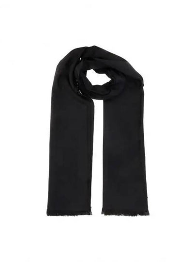 Cassandra Monogram Wool Jacquard Scarf Black - SAINT LAURENT - BALAAN 2