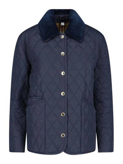 Corduroy Collar Quilted Jacket Navy - BURBERRY - BALAAN 2