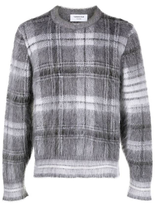 Check 4 Bar Mohair Knit Top Grey - THOM BROWNE - BALAAN 2