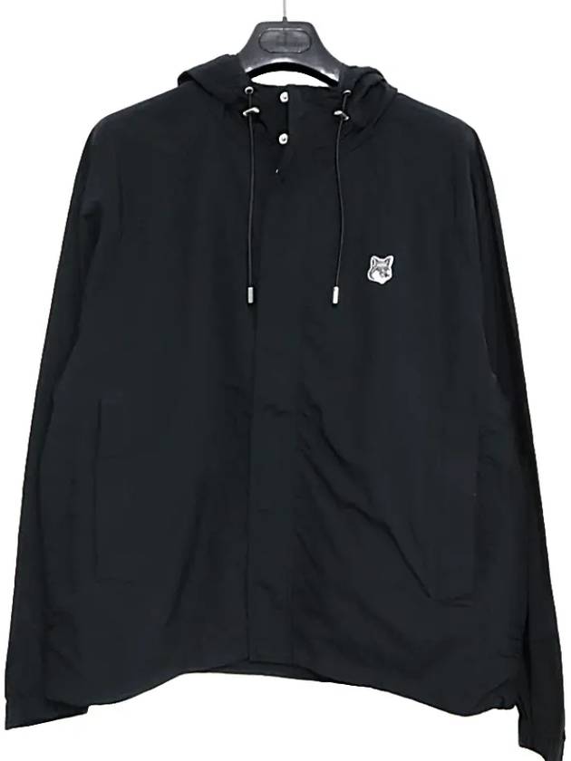 Hoodie Windbreaker in Nylon with Grey Fox Head Patch Black - MAISON KITSUNE - BALAAN 3