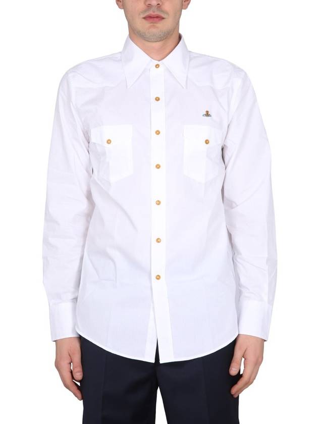 ORB Logo Cotton Long Sleeve Shirt White - VIVIENNE WESTWOOD - BALAAN 2