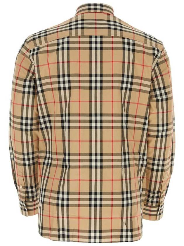 Check Cotton Long Sleeve Shirt Beige - BURBERRY - BALAAN 3