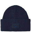 Face Patch Ribbed Wool Beanie Navy - ACNE STUDIOS - BALAAN 3