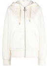 Drawstring Waist Shearling Zip-Up Hoodie Offwhite - AMI - BALAAN 1