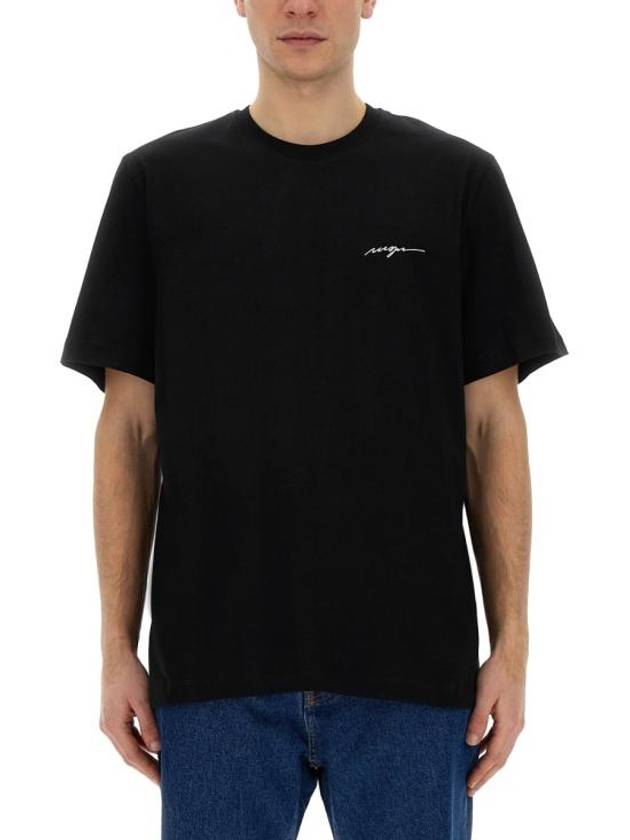 Embroidered Logo Cotton Short Sleeve T-shirt Black - MSGM - BALAAN 2