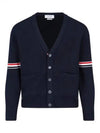 Milano Stitch Sprite Armband Cotton V-neck Cardigan Navy - THOM BROWNE - BALAAN 2