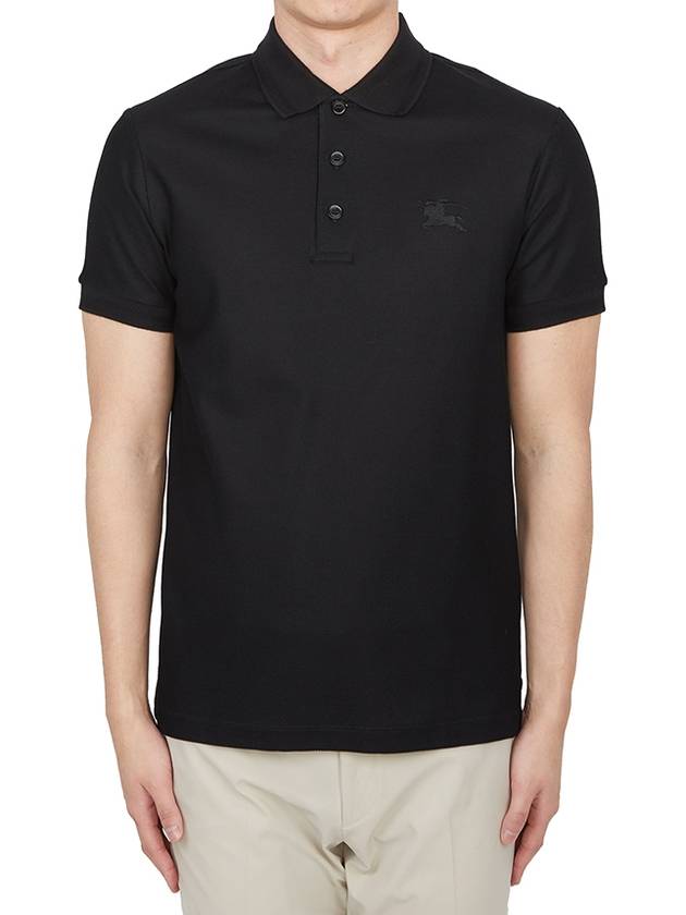 Cotton Polo Shirt Black - BURBERRY - BALAAN 3