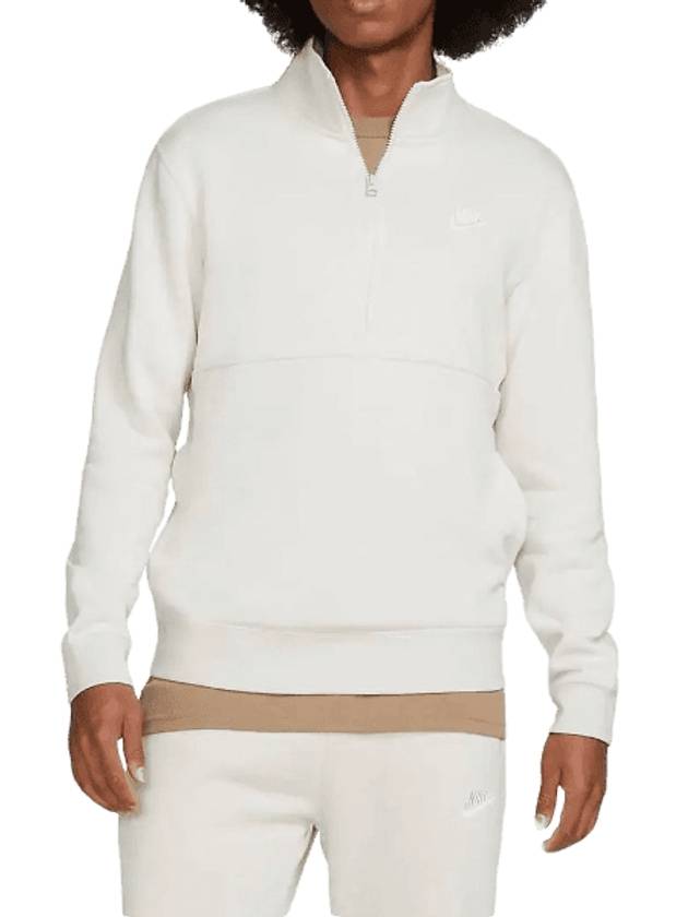 Sportswear Club Brushed Half Zip Up Sweatshirt Bone - NIKE - BALAAN 1