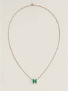 Mini Pop-Ache H Pendant Rose Gold Necklace Malachite - HERMES - BALAAN.