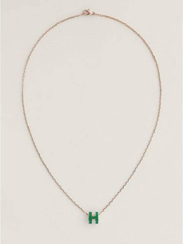 Mini Pop-Ache H Pendant Rose Gold Necklace Malachite - HERMES - BALAAN.