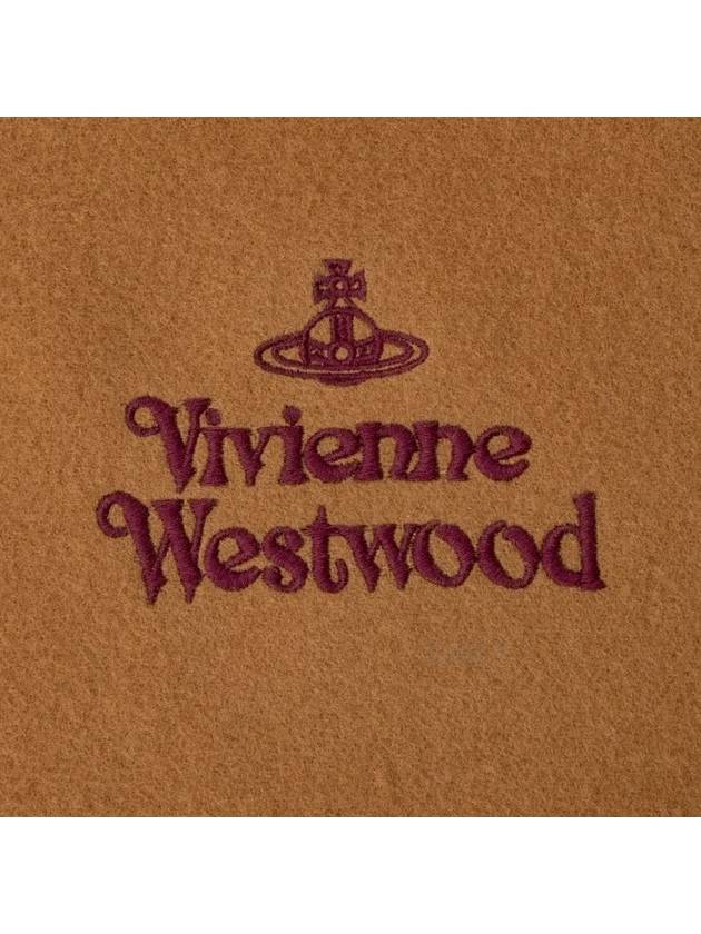 Logo Wool Fringe Muffler Camel - VIVIENNE WESTWOOD - BALAAN 3